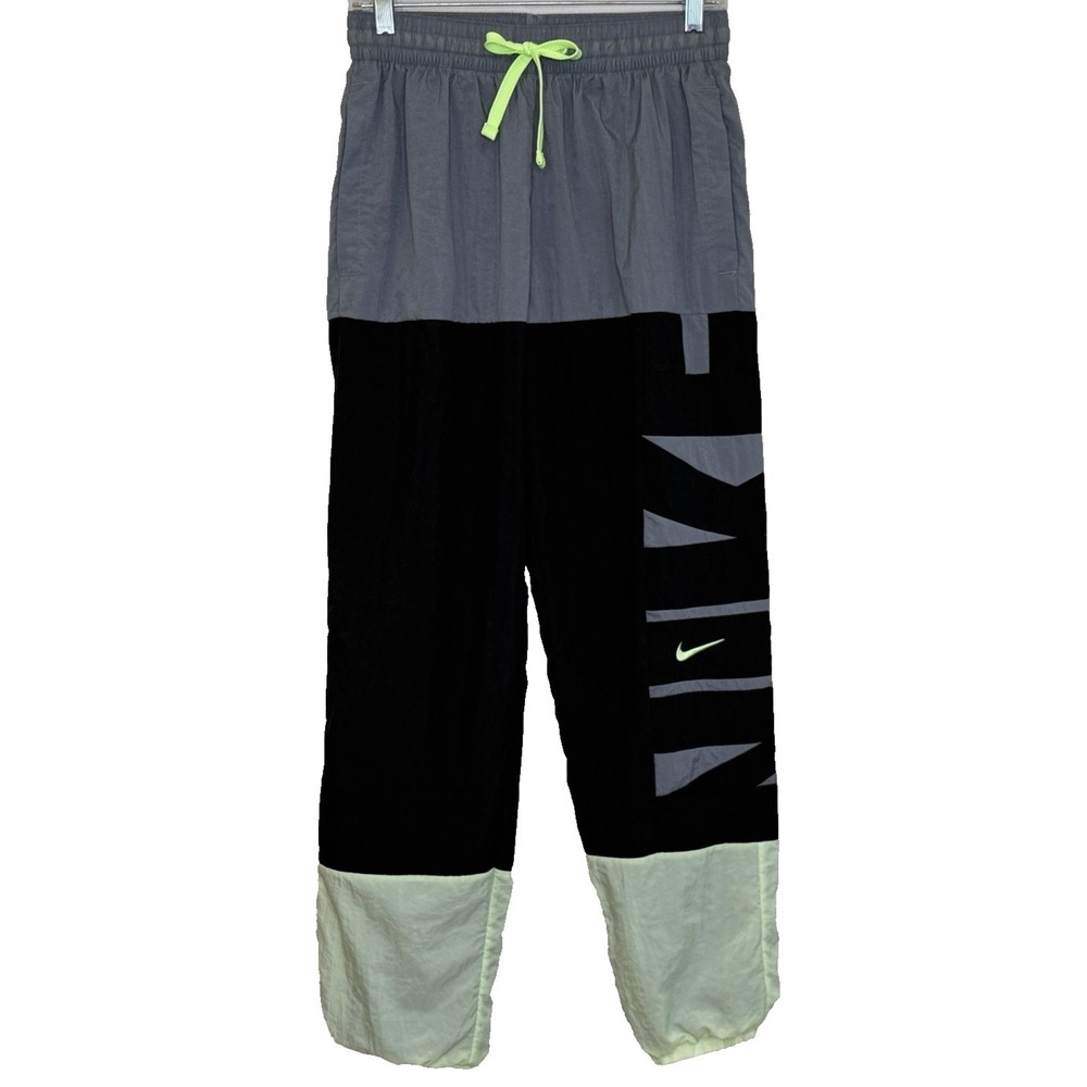 Nike Joggers Starting Five Sz Small Gray Yellow Spellout Elastic Waist Y2K Retro